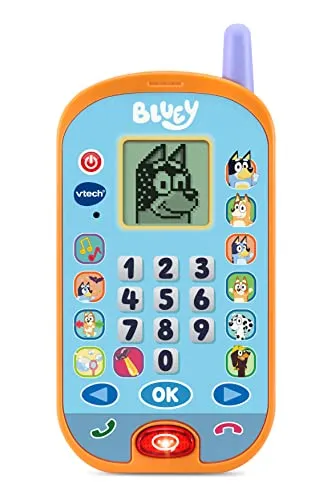 VTech Bluey Ring Ring Lerntelefon, Offizielles Bluey Spielzeug, Interaktives Rollenspieltelefon, Spielzeugtelefon mit Sprachaktivierung, Spielen & Zahlen, Lerngeschenk für Kinder ab 3 4 Jahren,