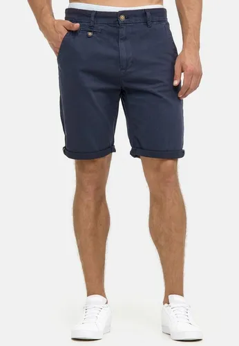 Indicode Chinoshorts Cuba aus Baumwollgemisch in Blau/Braun L - Herren-Shorts aus 98% Baumwolle und 2% Elasthan, ideal für lässige Sommerlooks mit hohem Tragekomfort und normaler Leibhöhe.