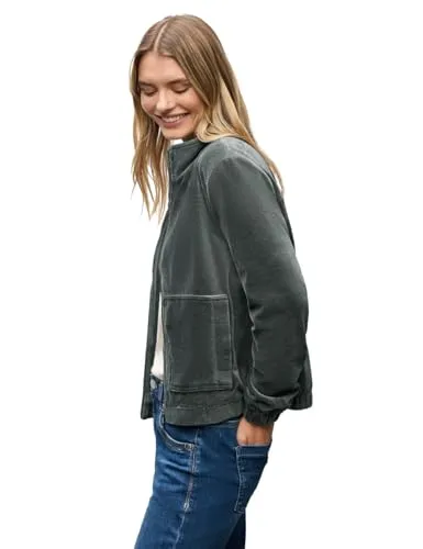 Street One Damen Cordjacke 2116826, Balsam Green, Größe 40 - Funktionsjacke mit Stehkragen und seitlichen Taschen, elastischer Saum für perfekten Sitz – ideal für stilvolle Outdoor-Aktivitäten.