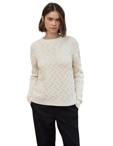 Street One Studio Pullover mit Zopfmuster Soft beige 34
