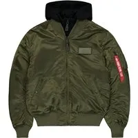 Alpha Industries MA-1 D-Tec Bomberjacke - Funktionsjacke mit Slim-Fit-Passform, strapazierfähigem Nylon und abnehmbarer Kapuze für sportlichen Stil und Funktionalität.