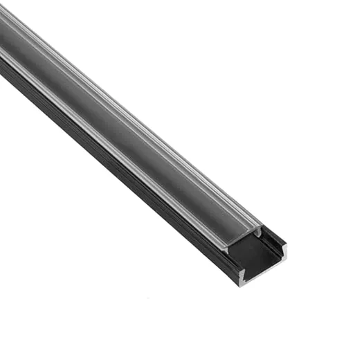 tktrading24 A15 LED Aluprofil Schwarz mit Abdeckung - Premium LED-Profil - 1m klar