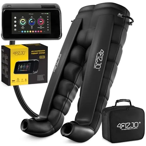 4FIZJO Lymphdrainage-Gerät EVO C8, Pressotherapie, Beinmassagegerät, Für Venenrückfluss & gegen Wassereinlagerungen, Maximale Recovery & Entspannung, 30-270 mmHG, 8 Luftkammern, 6 Massageprogramme