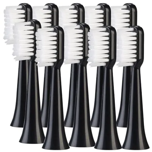 newgen medicals Zubehör zu Zahnbürste: 10er-Set Aufsteckbürsten für Akku-Schallzahnbürste SZB-300, hart (Reisezahnbürste, Akku Zahnbürste)