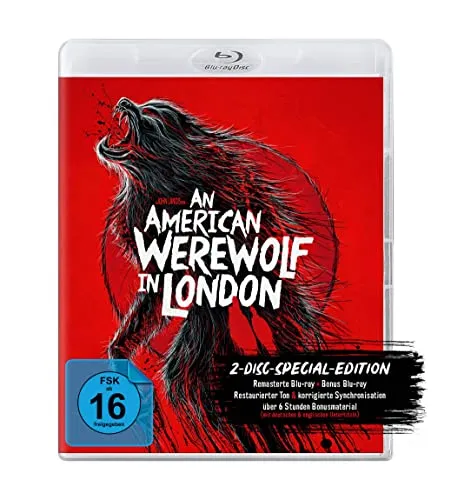 An American Werewolf in London - 2 Blu-ray (Woolston Artwork) - Filme, klassische Horrorkomödie mit einzigartigem Artwork, ideal für Sammler und Filmfans.