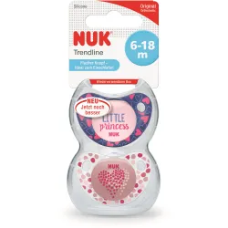 NUK Trendline Silikon-Schnuller, 2 Stück, Größe 2 (6-18 Monate)