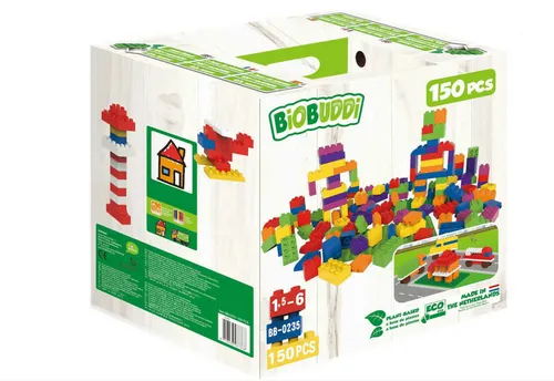 BiOBUDDi Bausteine-Set 150-teilig - Konstruktionsspielzeug-Bausteine & -Einzelteile, umweltfreundliche Bausteine aus Kunststoff, ideal für kreatives Spielen und Lernen.