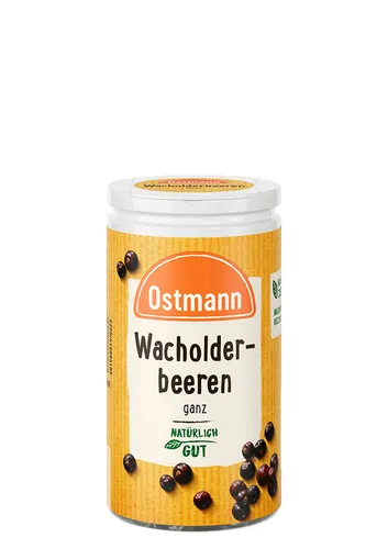 Ostmann Wacholderbeeren ganz - 20 g Streudose - Kräuter für die ideale Würze von Sauerbraten und Wildgerichten, ganze Beeren oder zerdrückt verwendbar, perfekt für deftige Speisen.