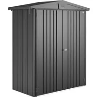 Biohort Metall-Gerätehaus Europa Dunkelgrau-Metallic 1,3 m² - Gerätehaus aus robustem Metall, ideal zur sicheren Aufbewahrung von Gartenutensilien und Fahrrädern. Feuerverzinkt und lackiert für optimalen Witterungsschutz.