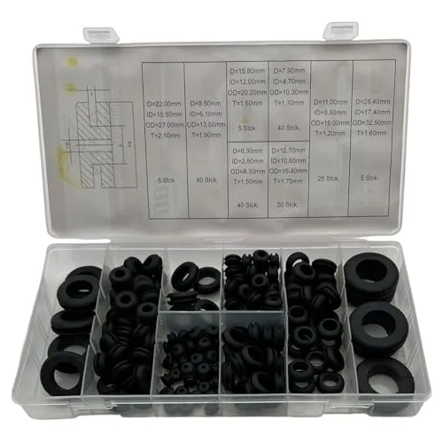 Umfangreiche Kabelführung Gummi Durchgangstüllen Kabel Leitung Karosserietüllen 180-tlg. (im Aufbewahrungsbox/Sortimentsbox)