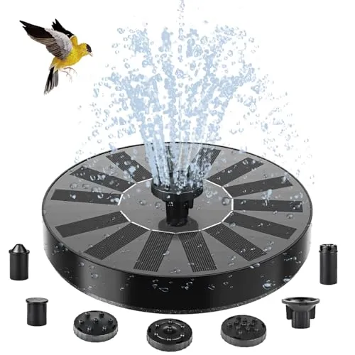 Solar Springbrunnen für Außen, Solar Teichpumpe mit 6 Effekte Solar Wasserpumpe Solar schwimmender Fontäne Pumpe für Gartenteich Oder Springbrunnen Vogel-Bad Fisch Behälter