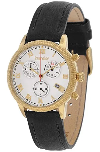 trendor Damen-Chronograph 7602-01 - Elegante Armbanduhr für Damen mit goldplattiertem Edelstahl-Gehäuse und sportlichem Chic. Perfekt als stilvolles Geschenk zu besonderen Anlässen.