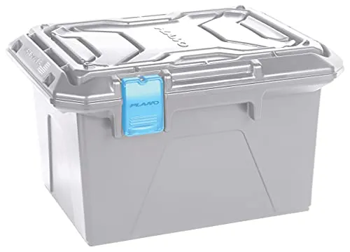 PLANO HD Marine Box Grau Blau mit ABS-Verriegelungen - Robuste HD Marine Box in Grau-Blau, ideal für den sicheren Transport und die Aufbewahrung von Angelausrüstung.