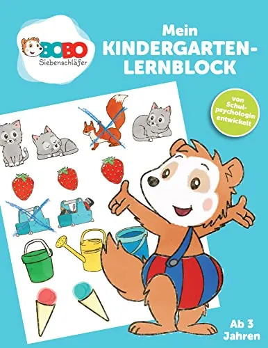 Bobo Siebenschläfer - Mein Kindergarten Lernblock - Schule & Lernen, fördert spielerisch die Lernfähigkeiten und Kreativität von Vorschulkindern.