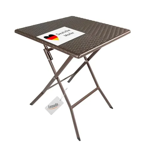 Klapptisch in Rattan-Optik, 62 x 62 cm – praktischer Balkontisch - Gartentisch mit Klappfunktion, ideal für kleine Räume. Robust, vormontiert und platzsparend – perfekt für Balkon, Terrasse oder Camping.