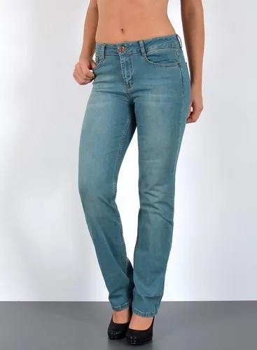 ESRA Damen High Waist Stretch Jeans G400 - Straight Leg bis Übergröße - Die ESRA Damen High Waist Jeans bietet maximalen Tragekomfort dank flexibler Baumwolle. Ideal für jeden Anlass, ob casual oder chic. Erhältlich in normalen und großen Größen.
