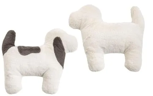 MAGMA Kissen Bello Plüsch Hundeform Ecru braun 40x34cm