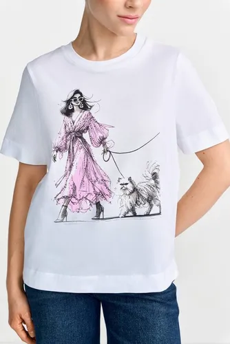 Produktbild RICHROYAL T-Shirt mit großem Frontmotiv mit Glitzersteinchen, aus reiner Baumwolle