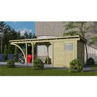 Karibu Einzelcarport Eco - Carport aus standfestem Nadelholz mit wetterfestem PVC-Dach, bietet optimalen Schutz für Ihr Fahrzeug bei jeder Witterung.