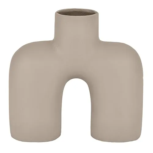 EGLO LIVING Metallvase Brower, minimalistische Deko Vase, Dekovase für Wohnzimmer, Blumenvase aus Metall in Sandfarben, Tischdeko 18 cm