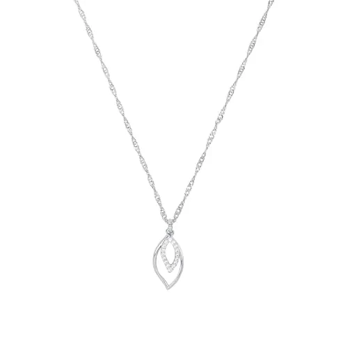 Amor Kette mit Anhänger 925 Sterling Silber - Elegante Damenkette aus 925 Sterling Silber, 45 cm lang, verziert mit funkelnden Zirkonia-Steinen. Ideal als Geschenk in einer Schmuckbox für besondere Anlässe.