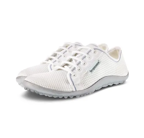 Leguano Barfußschuh weiß 46 EU - Sneaker in Größe 46, ideal für ein natürliches Laufgefühl mit flexiblem Obermaterial aus Synthetik und bequemem Innenfutter. Perfekt für aktive Freizeitgestaltungen!