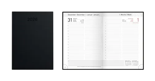 Buchkalender 2026 / Chefkalender / Farbe: schwarz in schwarz von Idena