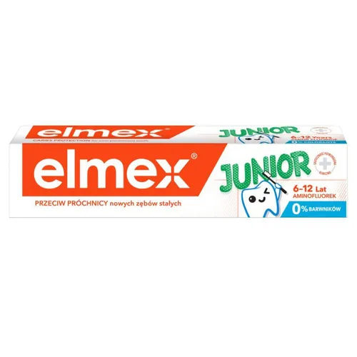 Elmex Junior Kinderzahnpasta 75ml - Speziell für Kinder von 6-12 Jahren - Zahnpasta für Kinder, schützt vor Karies und stärkt den Zahnschmelz für gesunde Zähne.
