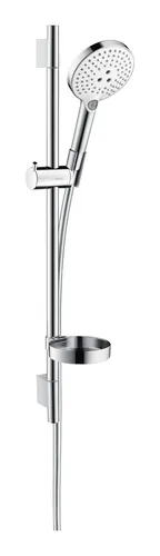 Hansgrohe Raindance Select S Brauseset 120 3jet - Brauseset mit 650 mm Brausestange, bietet 3 verschiedene Strahlarten für ein individuelles Duscherlebnis und kommt in elegantem Weiß/Chrom.