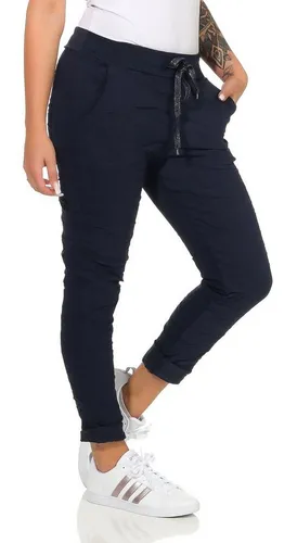 CLEO STYLE Stoffhose Damen Jogginghose 88 Dunkelblau
