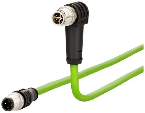 METZ CONNECT - Netzwerkkabel - 8-polig M12 (S) gerade zu 8-polig M12 (S) gewinkelt - 5,0m - 6,4 mm - S/FTP - CAT 6a - halogenfrei, verseilt, Lage der Kodierung 135° - grün (142M2X1B050)