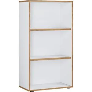 Mid.you Aktenregal Salia, Weiß, Honigeiche - Büroschränke mit 2 Fächern, stehend und ideal für eine platzsparende Aufbewahrung im Arbeitszimmer.