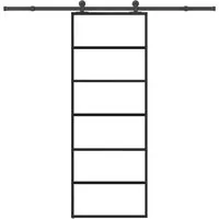 vidaXL Schiebetür mit Beschlag 76x205 cm – Modernes ESG-Glas & Aluminium - Haustüren: Platzsparende Schiebetür aus langlebigem ESG-Glas und korrosionsbeständigem Aluminium, ideal für stilvolle Inneneinrichtungen.