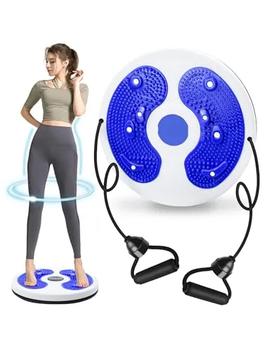 Kikuo Twist Waist Disc Board mit Kordelzug, Taillenabnehmendes Multifunktions-Magnet-Balance-Board-Pedal, Widerstandsbänder Massage-Fußsohle Heimfitnessgeräte, Aerobic-Übungen Fitness-Zubehör