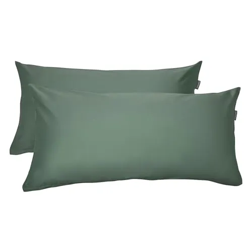 Schiesser Kissenhüllenset Ella - Baumwollsatin - 2-teilig - 40 x 80 cm - Dunkelgrün