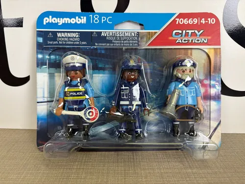 PLAYMOBIL City Action 70669 Polizei Figurenset - 3 Polizisten mit Zubehör, ideal für kreative Einsätze und sicheres Spielen für Kinder von 4-10 Jahren