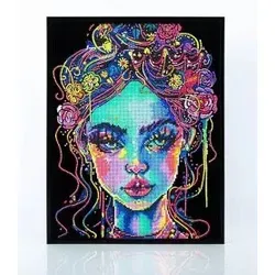 DIAMOND DOTZ - Diamond Painting Neon Schönheit - Bastelset für kreatives Diamond Painting mit 13-Facettenschliff Strasssteinen, die extra Glitzer erzeugen. Neonfarben auf schwarzem Hintergrund für einen einzigartigen Look.