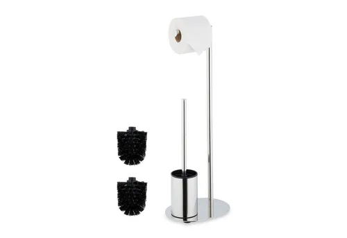 relaxdays WC-Garnitur aus Metall, Badezimmer, Gäste-WC, (1-tlg), Silber