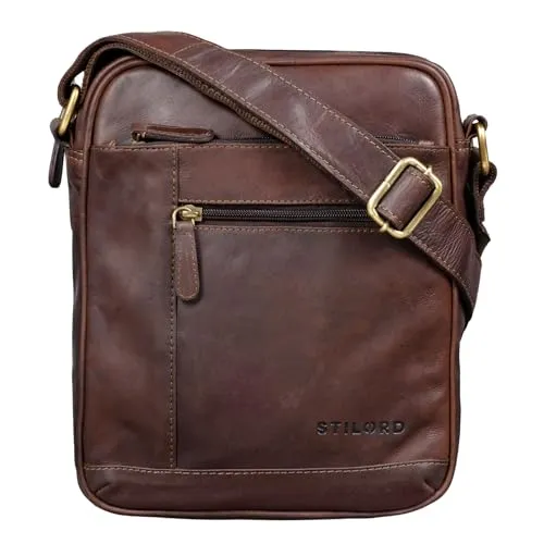 STILORD 'Diego' Vintage Herrentasche aus Leder - Herren-Schultertasche aus echtem Rindsleder mit viel Stauraum | Ideal für 9.7 Zoll iPads und DIN A5 Dokumente | Praktisch und stilvoll mit verstellbarem Schultergurt.