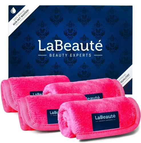 LaBeauté Gesichtsreinigungstuch Mikrofaser 4-tlg. pink - Abschminktücher aus waschbarem Mikrofaser, ideal für sanfte und umweltfreundliche Gesichtsreinigung ohne Chemie – über 1.000 Anwendungen möglich!