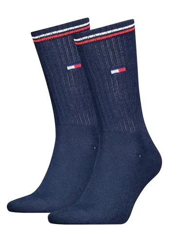 Tommy Hilfiger Unisex Crew Socken, Marineblau, 35/38 (2er Pack)