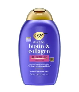 OGX Biotin & Collagen Haarspülung 385 ml - Haarspülung für empfindliches und schütteres Haar, nährt und pflegt, sorgt für mehr Volumen und Elastizität, ohne Sulfate.