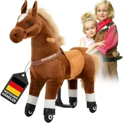 Miweba Pony Amadeus - Spielpferd für Kinder - Schaukelpferd für Kinder von 3-5 Jahren mit kugelgelagerten Gummirollen für drinnen und draußen. Fördert spielerisch Geschicklichkeit und Gleichgewicht, ideal für kleine Reiter-Abenteuer!