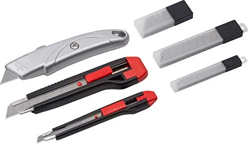 Werkzeyt Universalmesser-Set 33-teilig - Universal- und Abbrechmesser (18 mm und 9 mm) - Mit Ersatzklingen - Zum Schneiden sämtlicher Materialien, Teppichmesser mit Trapezklinge, Cuttermesser, 8910190
