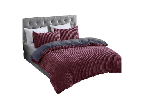 COFI 1453 Plüsch Bettwäsche Wendebettwäsche in Cord-Optik - Bettwäsche-Sets aus 100% Polyester mit wendbarem Design für maximale Gemütlichkeit und Wärme. Der verdeckte Reißverschluss ermöglicht einfaches Wechseln.