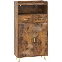 Costway Mehrzweckschrank mit Doppeltür und 2 Schubladen in Braun