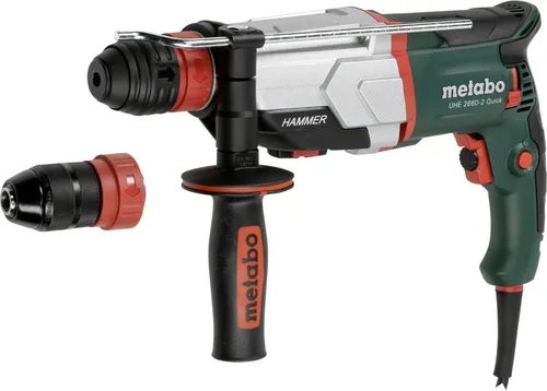 Metabo Multihammer UHE 2660-2 Quick - Bohrmaschine mit 4 Funktionen: Hammerbohren, Bohren, Meißeln, und Schnellwechsel zwischen SDS-plus und Schnellspannbohrfutter. Ergonomisch und mit praktischer metaBOX für optimalen Transport.