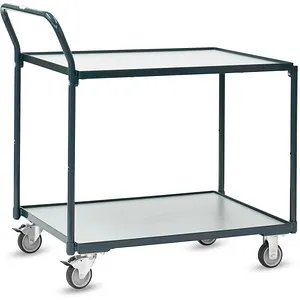 Fetra Tischwagen Basic 2241 – Robuster Küchenwagen aus Metall und Holz - Praktischer Küchenwagen mit 2 stabilen Etagen, Gesamttragkraft von 200 kg. Ideal für den täglichen Einsatz, ausgestattet mit leichtgängigen TPE-Rollen und einem komfortablen Schiebebügel.