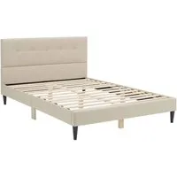 Polsterbett 140x200 Beige mit Lattenrost – Modernes Doppelbett von Homestyle4u