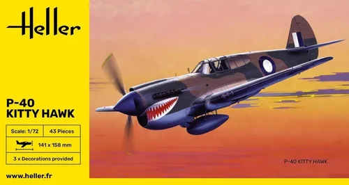 Heller 80266 : P-40 KITTY HAWK  US Jagdflugzeug WW II - Kit 1:72
